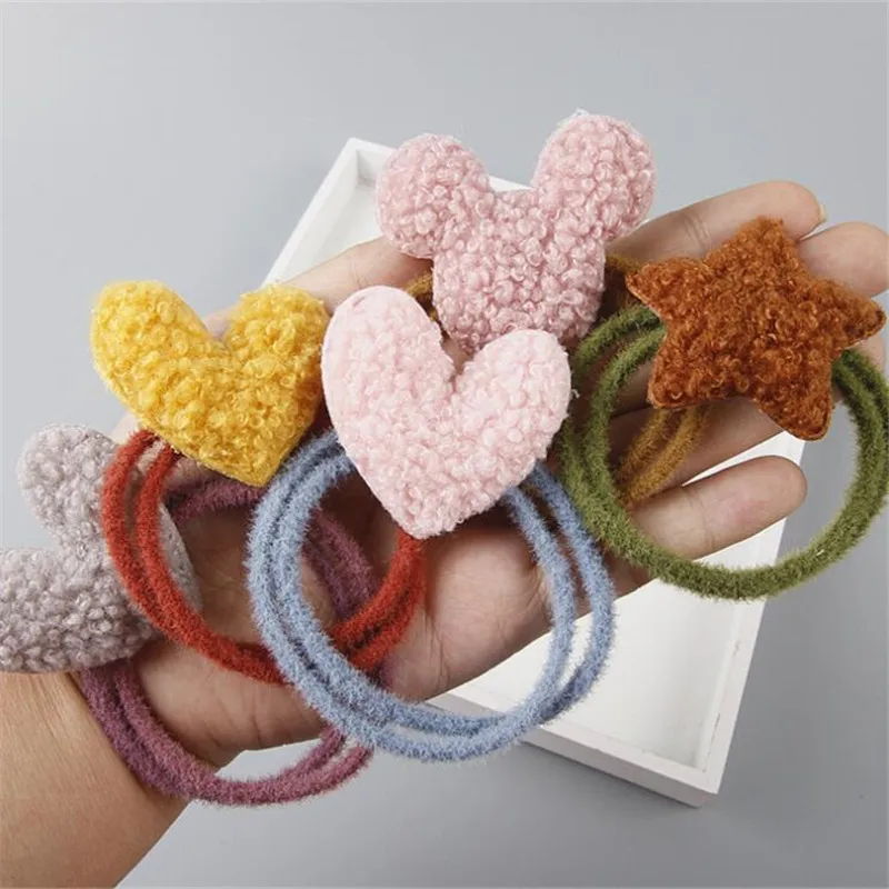 

Cute Plush Love Minnie Mouse Ears Scrunchie Baby Elastic Hair Rubber Band Accessories For Children Girls Kids Tie Hair Ring Rope