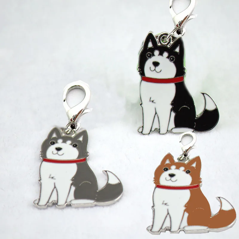 10 pcs/lot DIY  Pet Dogs Charm husky Keychain On Bag  Pendant  Jewelry Making Bracelet Keyring Pet Tag Cat Dog Accessories