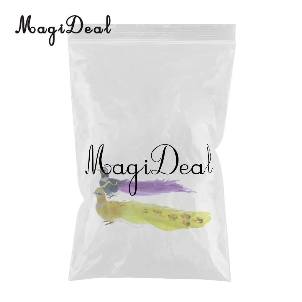 MagiDeal 2Pcs/Set Artificial Birds Feathered Statue Figurine Model Home Lawn Garden Decor Ornament Craft Miniatures Gift