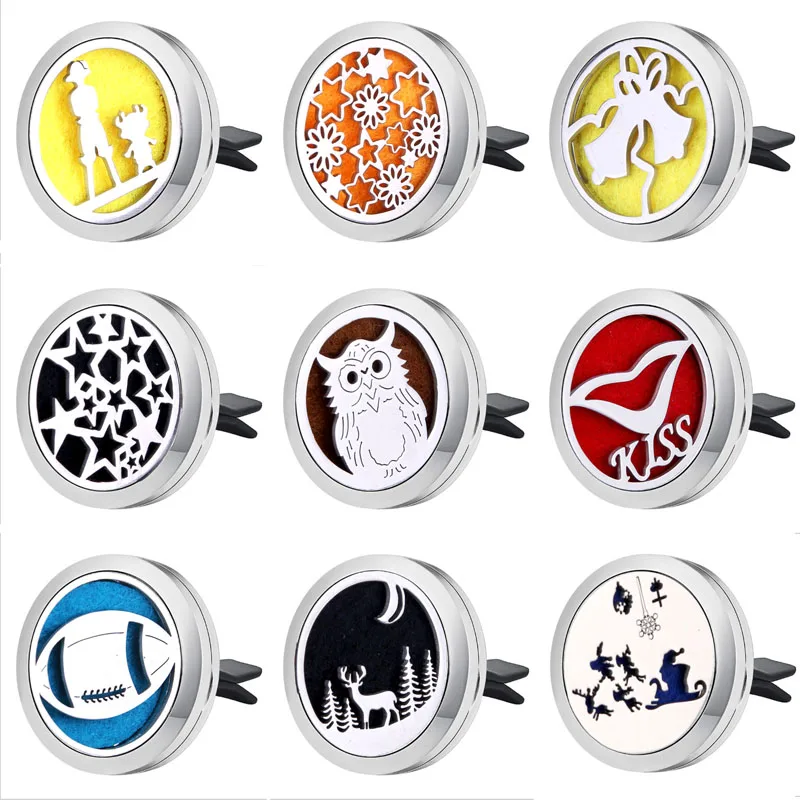 

New Men Jewelry Essential Oil Diffuser Car Vent Clip Air Freshener 30mm Magnet Lockets Open Perfume Aromatherapy Pendants