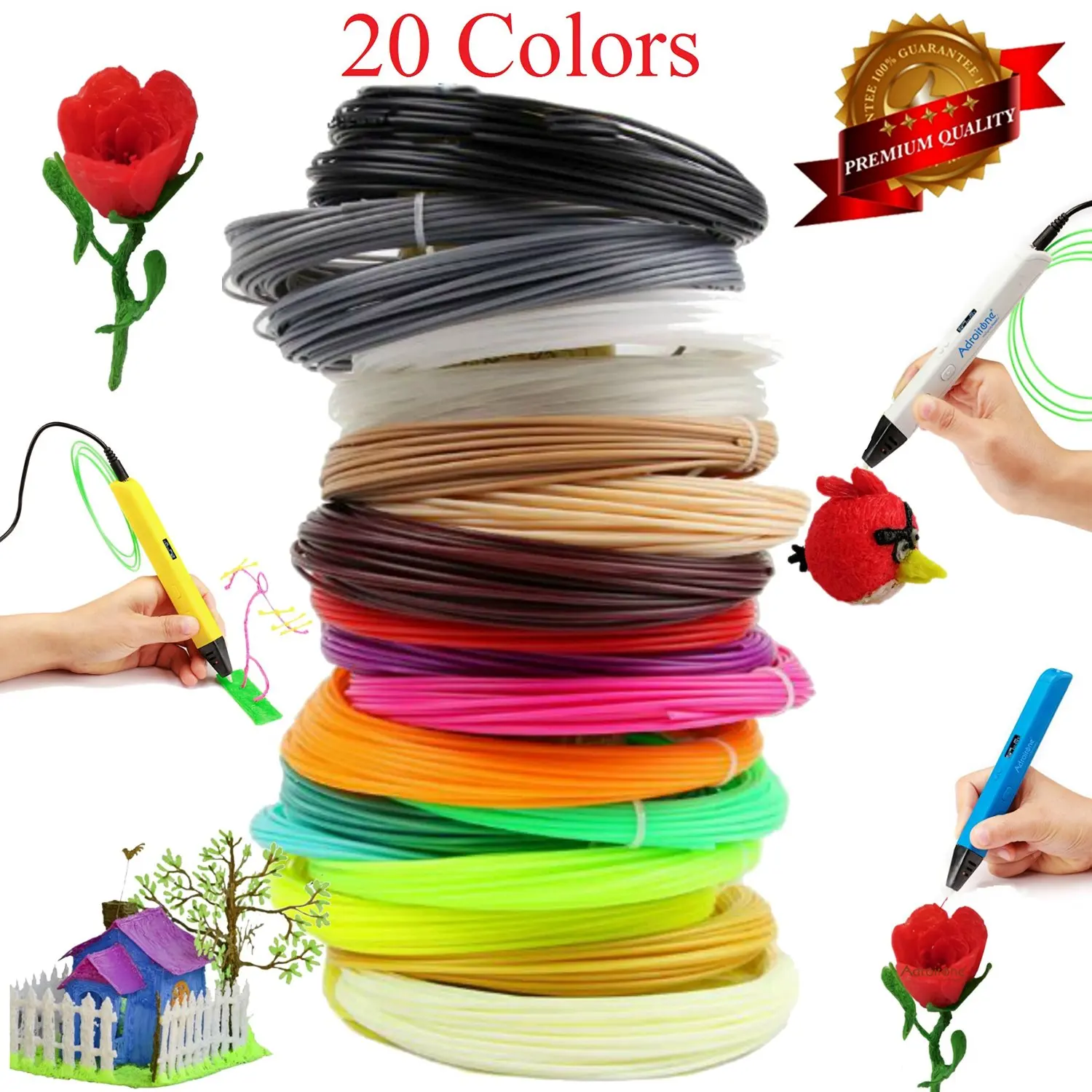 

3 d Printing Pen Consumable Environmental Protection Non-toxic PLA HIPS1.75mm 3D Magic Pen Filament Refills - 20 Colors