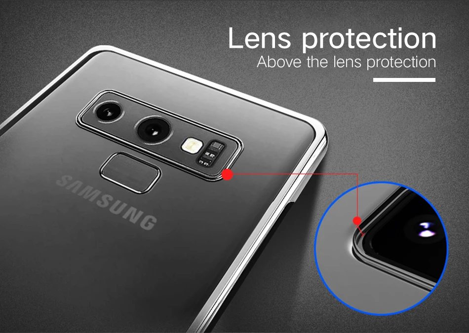 7Samsung Galaxy Note 9 Case Transparent Protective Cover Original Cases and Covers 360 Cute Luxury Hard Back Cases PC Black