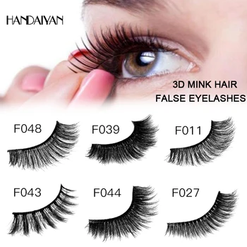 

Most popular 1 pair 3D mink false eyelashes warped up Fake Eye Lashes Handmade dense make up full Strip Lashes