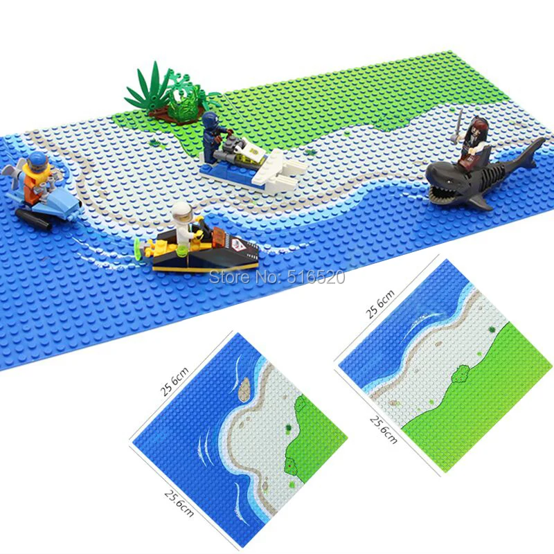 

10 inch City Military Sandy Beach Baseplate Toy 32x32 dots Brick Pirate and Navy Theme Legoings Building Block Toys for Children