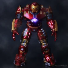 Avengers Iron Man Hulk Buster Armor Joints Movable Mark With LED Light PVC Action Figure Collection Model For Kids Toy 18cm sci fi revoltech series no 036 iron man mark iii mk3 no 035 mark 2 mark ii pvc action figure collectible model toy 15cm kt1789