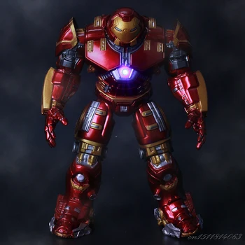Avengers Iron Man Hulk Buster Armor Joints Movable Mark With LED Light PVC Action Figure Collection Model For Kids Toy 18cm sci fi revoltech series no 036 iron man mark iii mk3 no 035 mark 2 mark ii pvc action figure collectible model toy 15cm kt1789