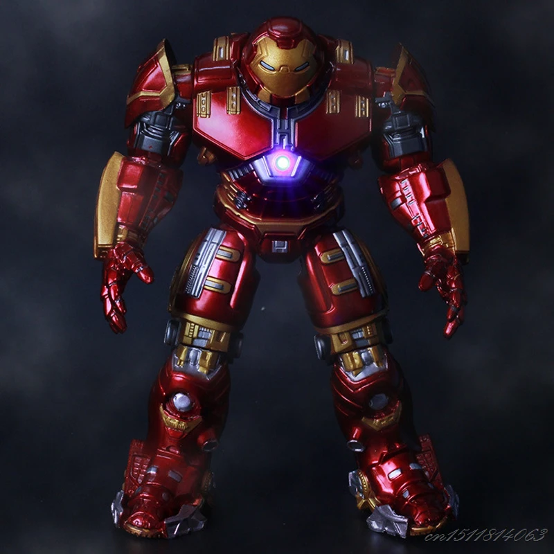Avengers Iron Man Hulk Buster Armor Joints Movable Mark With LED Light PVC Action Figure Collection Model For Kids Toy 18cm