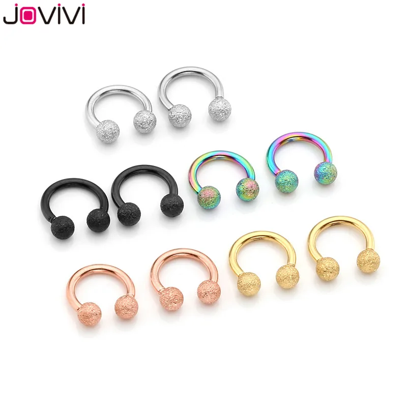 

Jovivi Stainless Steel 16G 6mm Matte Ball Horseshoe Hoop Rings Captive Bead Ring Nose Ear Helix Cartilage Tragus Daith Septum