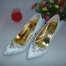 Mode high heel weißer spitze hochzeit schuhe, partei abschlussball schuhe, bunten frauen schuhe dame kristall wies toe schuhe anziehen