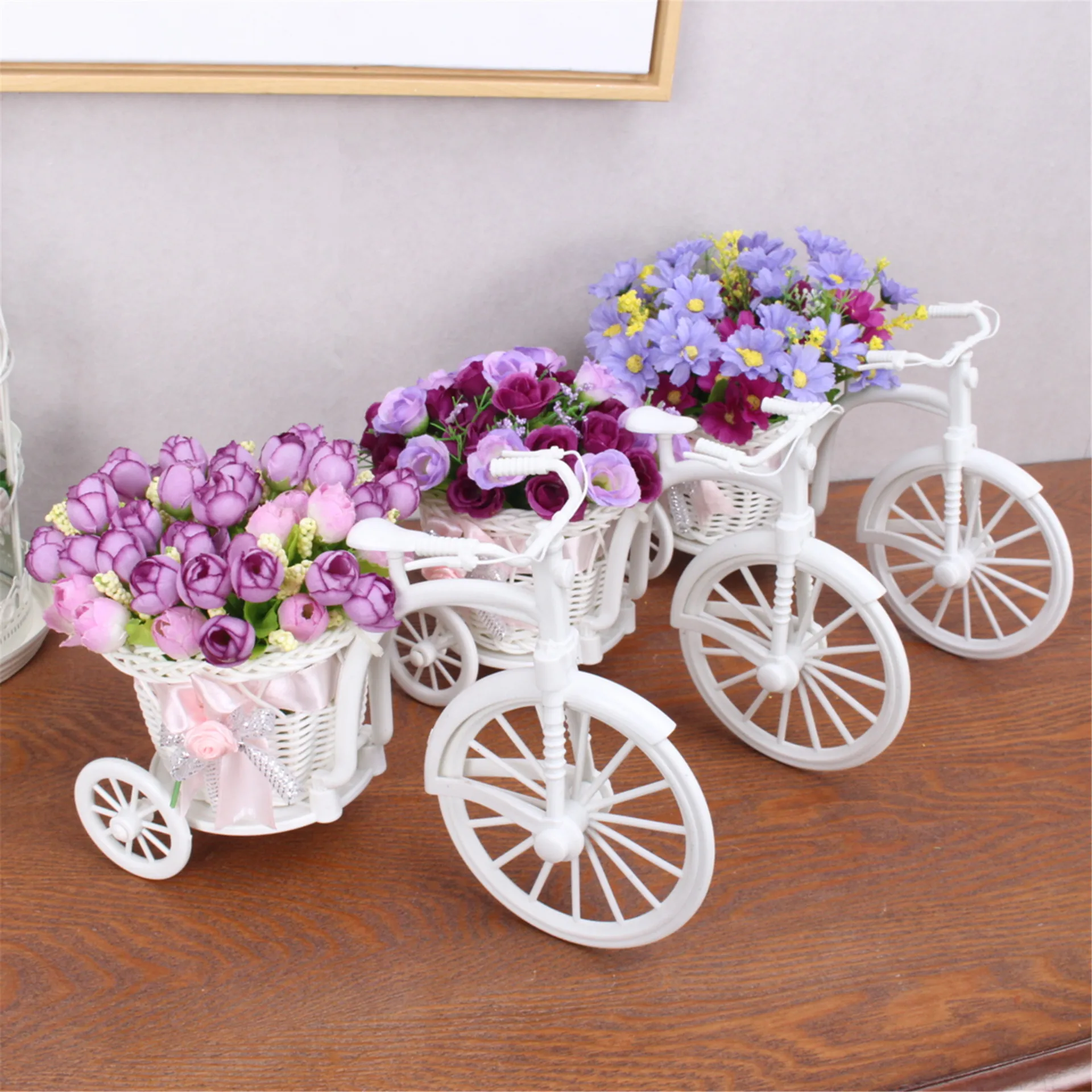 مصغرة ريفي نمط الاصطناعي ورد صناعي مجموعة زهرة + زهرية عطلة المعيشة غرفة حديقة صورة الدعائم الديكور زهرة الحرير