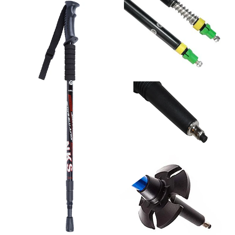 2Pcs/lot Anti Shock Nordic Walking Sticks Telescopic Trekking Hiking Poles Ultralight Walking Canes With Rubber Tips Protectors 23