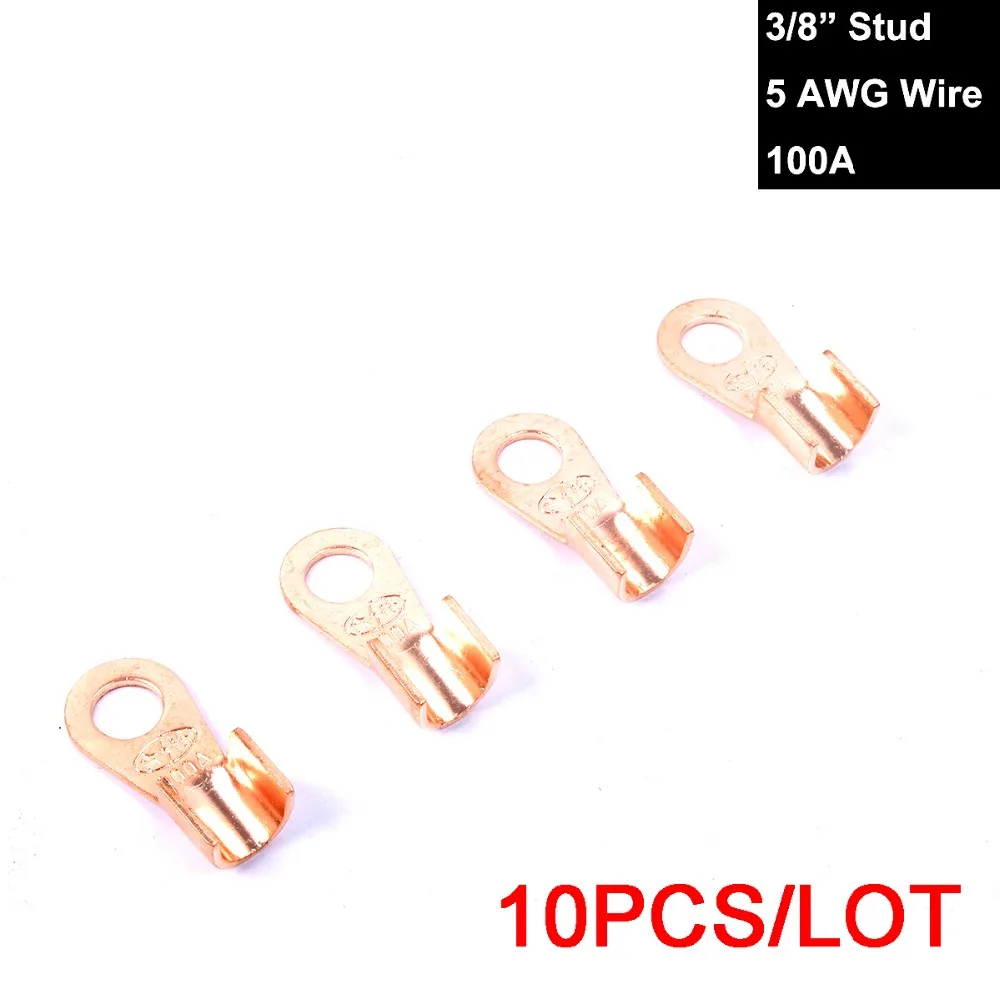 10PCS Copper Battery Terminal Lugs Kit End Connection Upto 5AWG Wire 3/