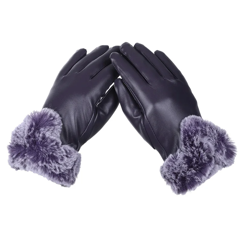 Супер теплые перчатки из кашемира с функцией сенсорного экрана модные новые зимние женские кожаные перчатки - Цвет: 2