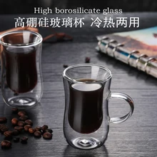 Двойные кофейные кружки с ручкой чашки для напитков с термоизоляцией, двойной настенной стеклянной творческая чашка для чая подарок питьевое молоко