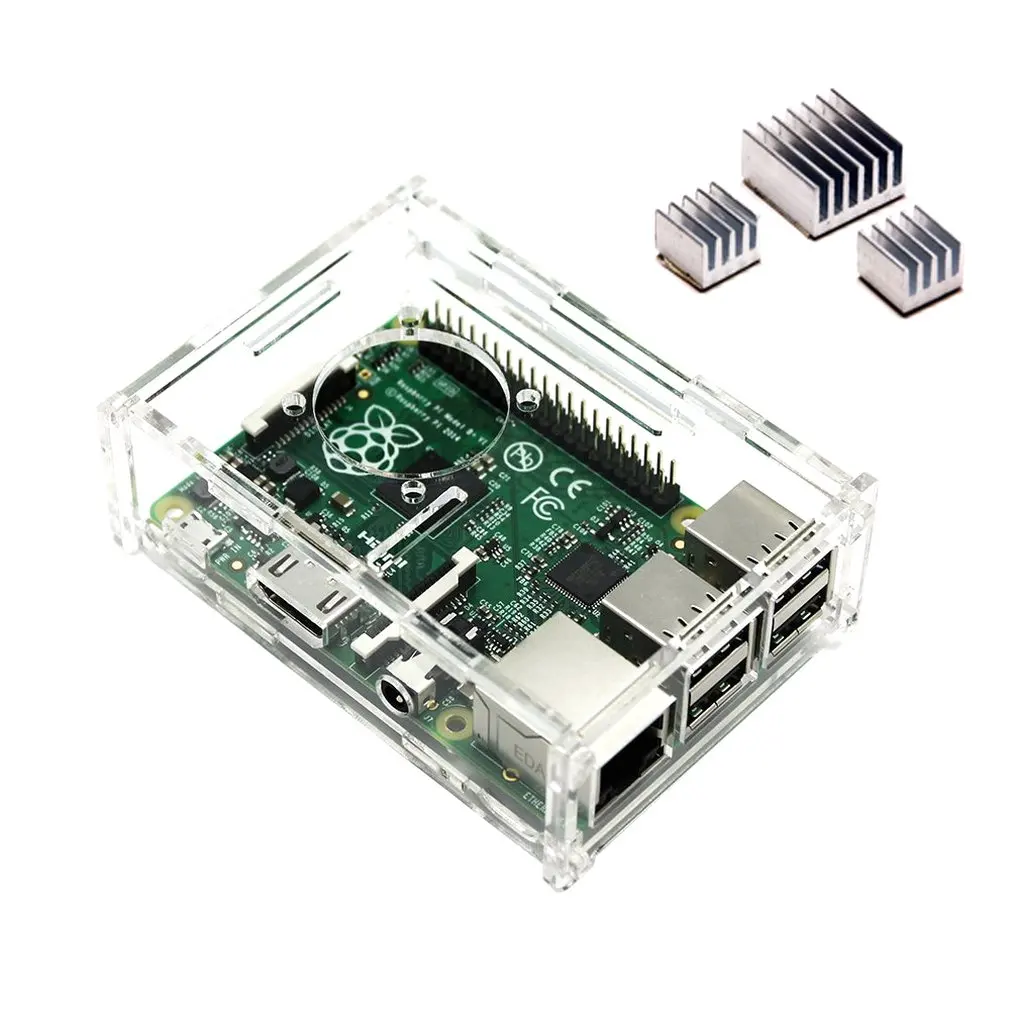 Raspberry Pie 3b + тип 1 ГБ акриловый прозрачный чехол с теплоотводным корпусом оболочка