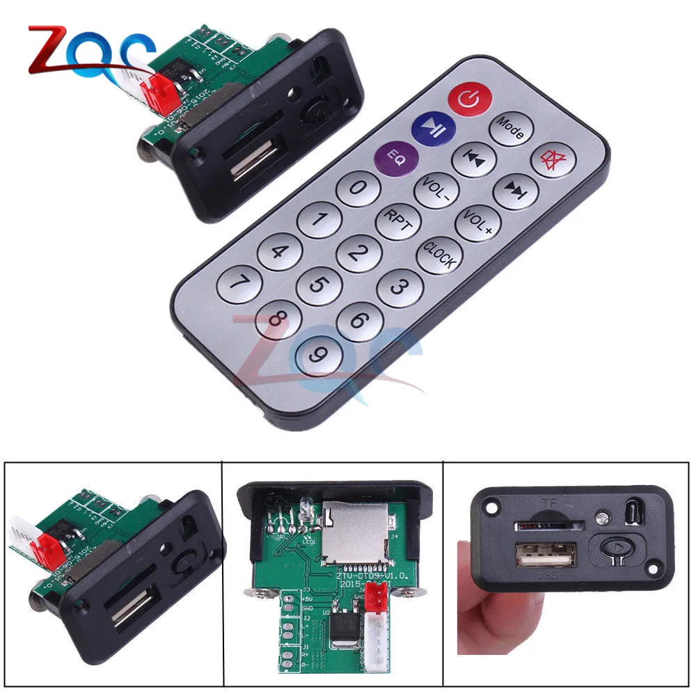 Car 5V/12V Mini MP3 Decoder Board USB TF U-Disk Reader MP3 Player Amplifier With IR Remote Controller For Arduino