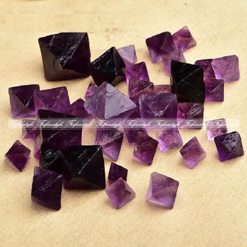 

1 Piece New Small Tumbled Gemstone Natural Purple Green Fluorite Octahedral Cube Natural quartz crystals