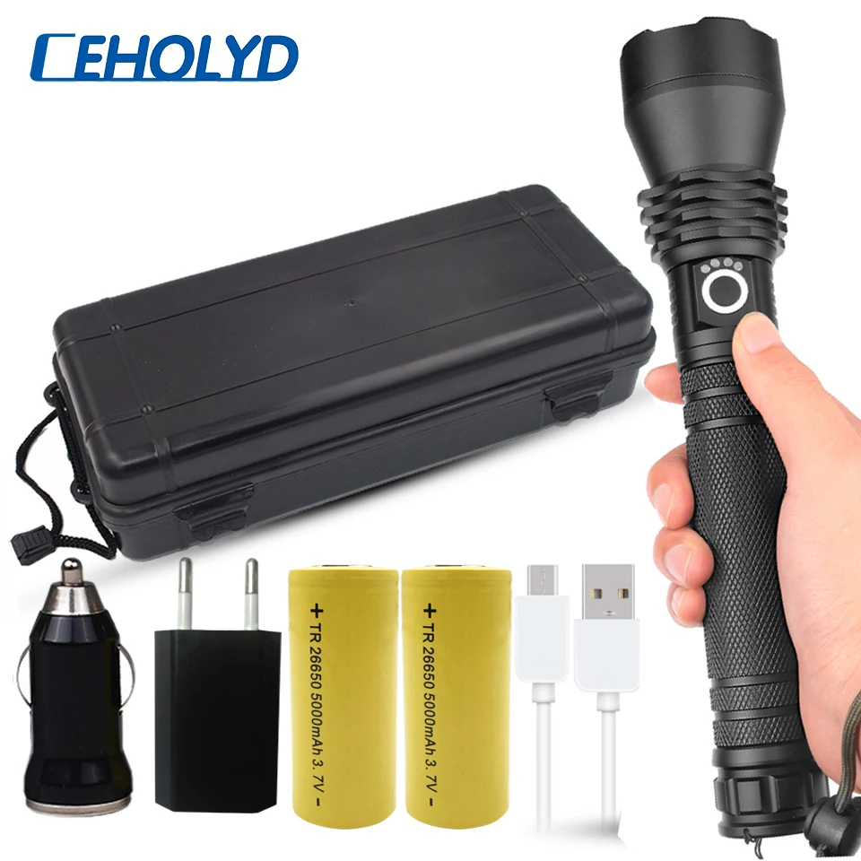 

most powerful 3200 lumens XLamp xhp70.2 led flashlight usb Zoom torch xhp70 xhp50.2 18650 26650 Rechargeable battery flashlight