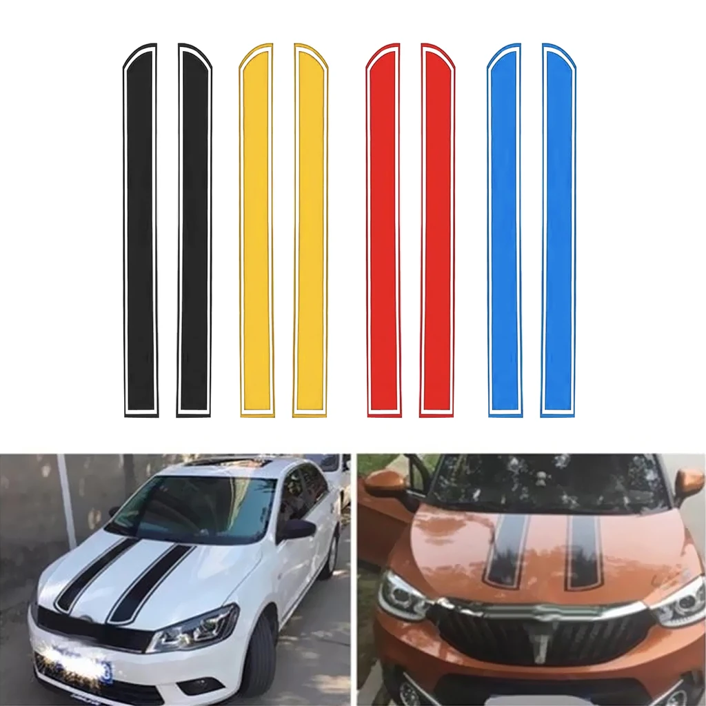 2 Pieces Universal Car Racing Stripe Vinyl Pinstripe Decals Stickers Vehicle Front Engine Hood Cover Vinyl Sticker Stripes