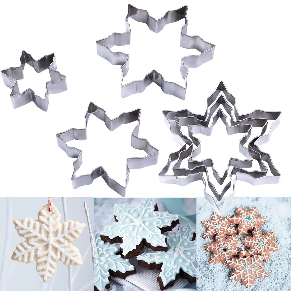 

3pcs/set Stainless Steel Star Snowflake Biscuit Cutter Cookie Fondant Cake Mould Icing Mold DIY Baking Tool Baking Tool