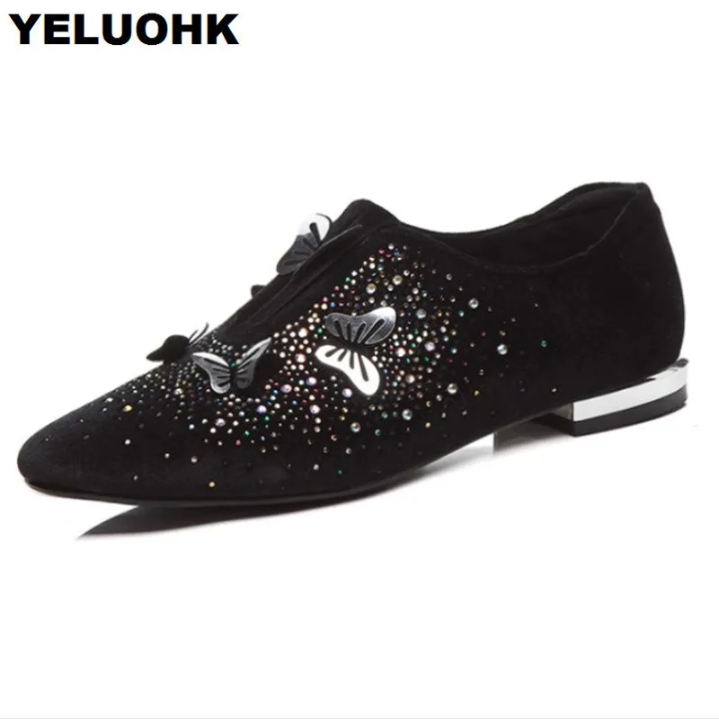 

Brand New Autumn Shoes Women Flat Rhinestone Bow Oxford Shoes For Women Slip On Female Shoes Genuine Leather High Quanlity
