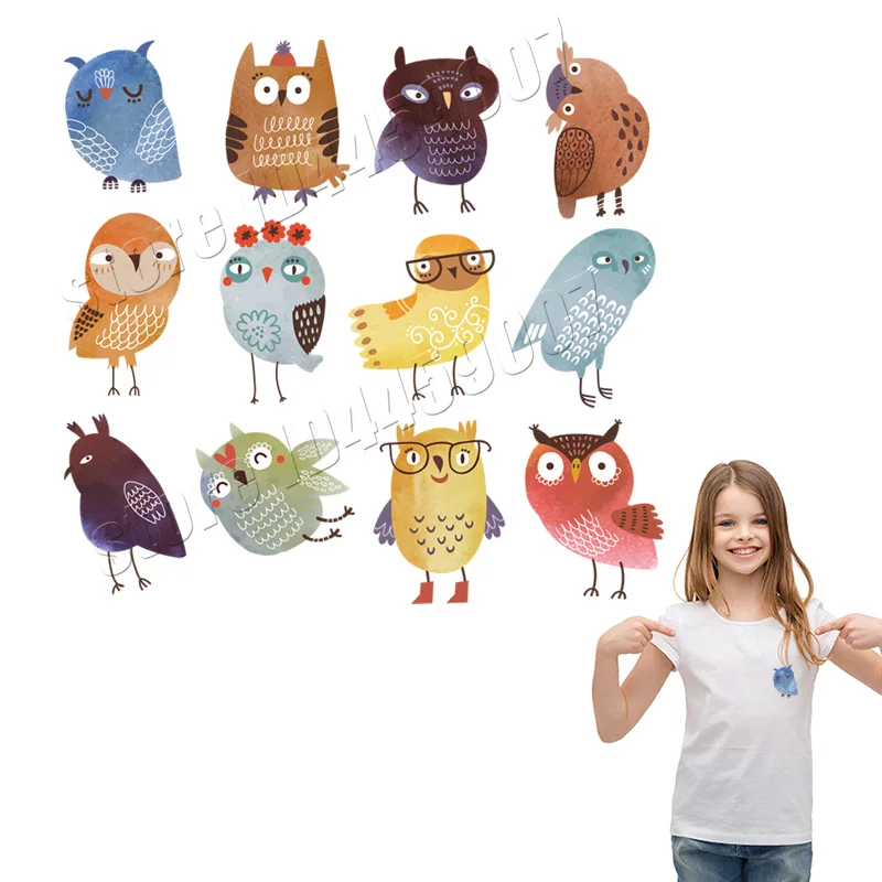

Cartoon Birds Interesting Stickers For Clothes Environment Friendly Washable Patches Iron Heat Transfer Applique On Dress