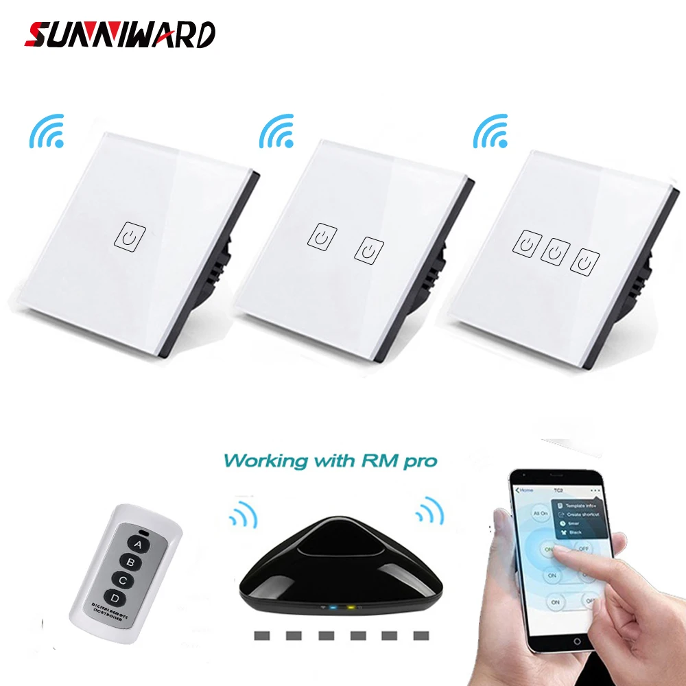 

Bonda Genuine Eu/uk Standard 1/2/3 Gang Rf433 Remote Control Wall Touch Switch Smart Home Wireless Remote Control Light Switches