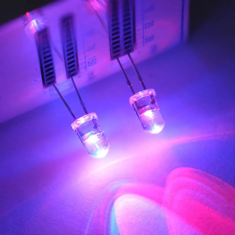 5mm red blue bicolor led flashing round with domed top transparent lens 2pins high brightness