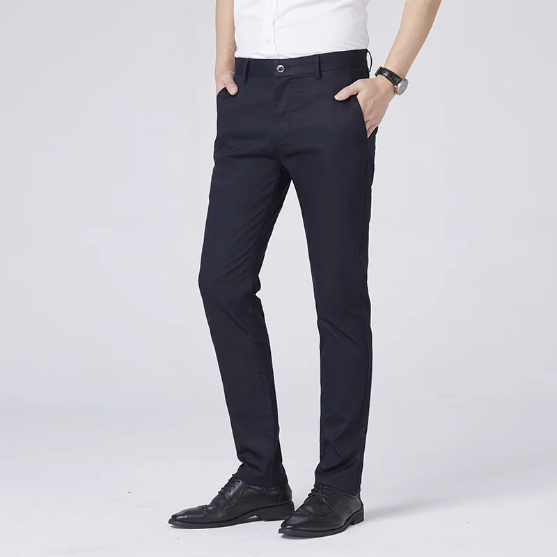 2019 Formal Men Pants Summer Big Size Straight Regular 95% Cotton Casual Trousers