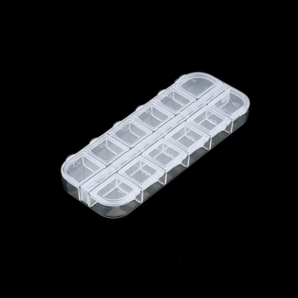 12 ячеек пустая прозрачная пластиковая емкость для хранения бусин чехол для хранения украшения для ногтей или другие продукты для ногтей