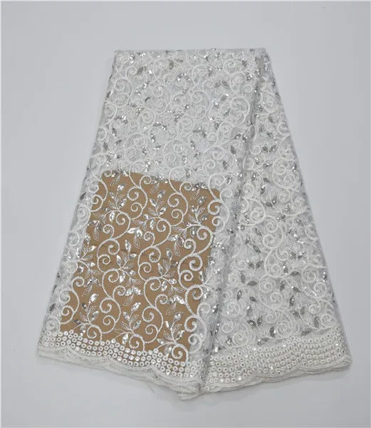 

New Design Fancy Pattern Korea Mesh Fabric With Shine Thread For Occasion ,16 High Quality Pure White Nice African Lace Fabric