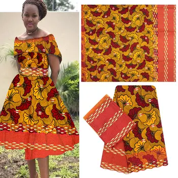 

High Quality African wax Fabric With Embroidery Nigerian Guipure Lace For Dress 6 Yards/pcs WL180806