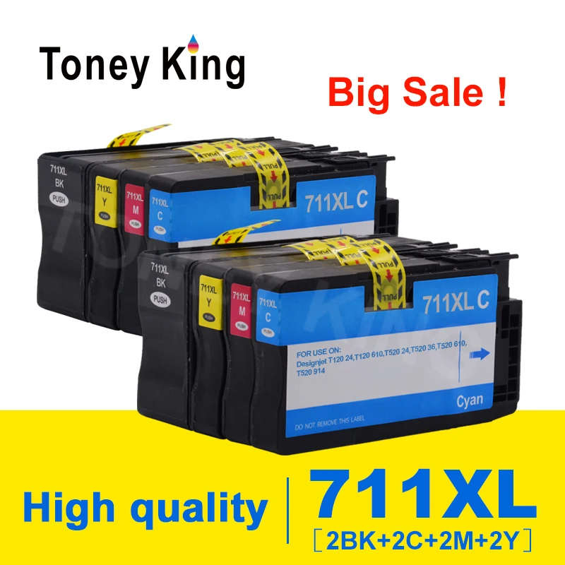 

Toney King Compatible Ink Cartridge For HP 711 CZ133A CZ130A CZ131A CZ132A Replacement For HP DesignJet T520 T120 Printer Inkjet