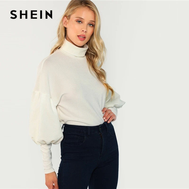 SHEIN Однотонный Свитшот Со Стоячим Воротником И Длинными Рукавами, Стильная Толстовка