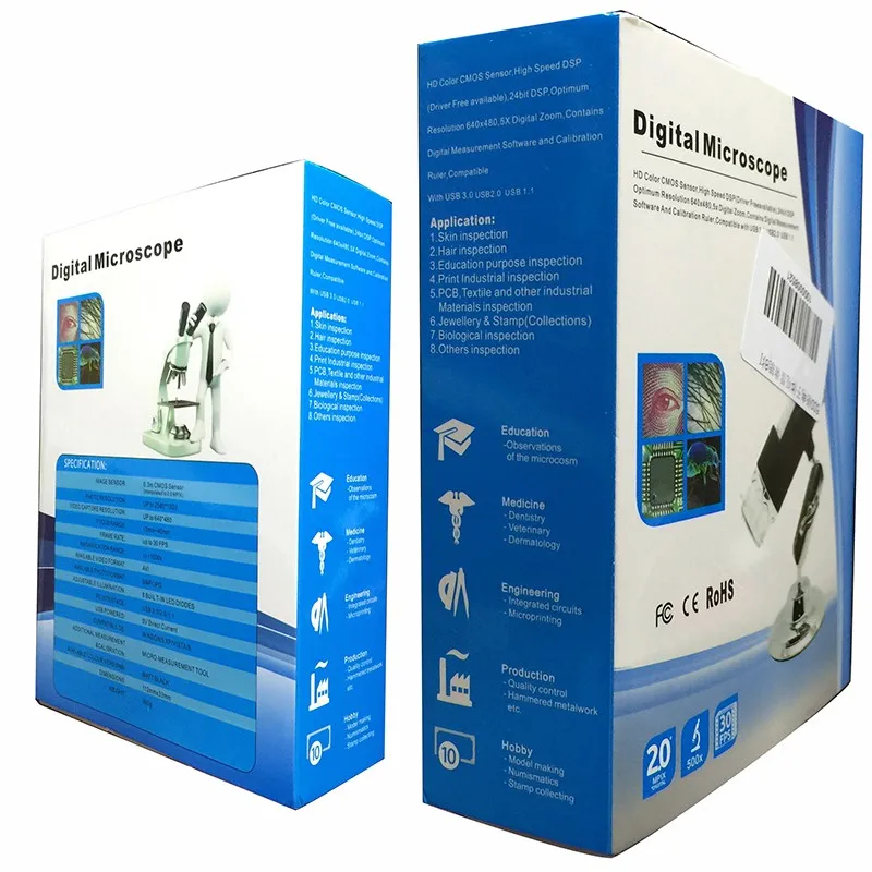 Practical Electronics 2MP USB 8 LED Digital Camera Microscope Endoscope Magnifier 50X~500X Magnification Measure