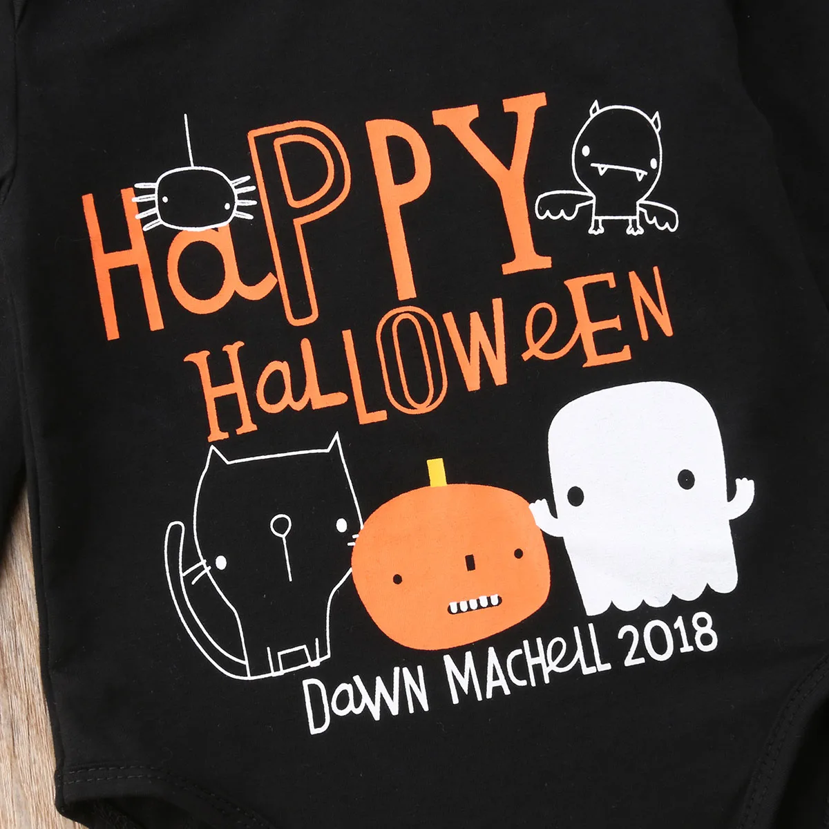 2020 Baby Halloween Costume Baby Fall Clothes Toddler Bodysuit Boy Happy Halloween Ghost Print Long Sleeve Baby Bodysuit Black