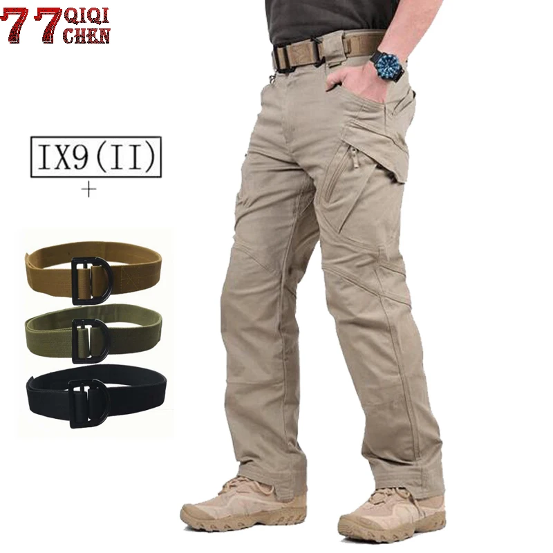 IX9 военные тактические брюки мужские с тактическими ремнями армейские брюки карго мужские военные спецназ повседневные много карманов Брюки
