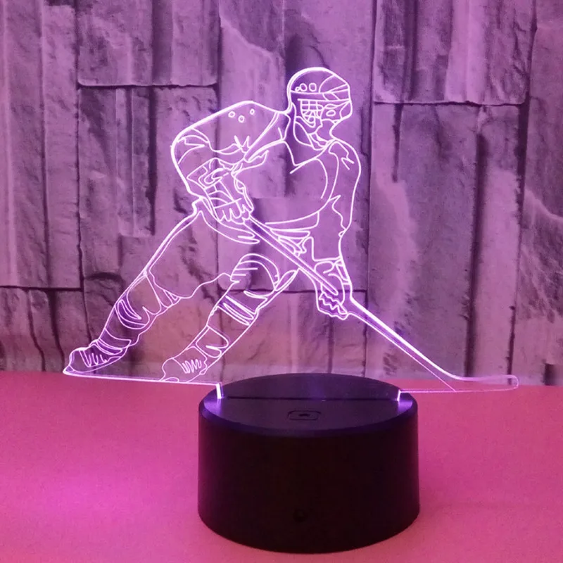 Цветной сенсорный 3d светодиодный ночник хоккейная лампа USB Иллюзия атмосфера