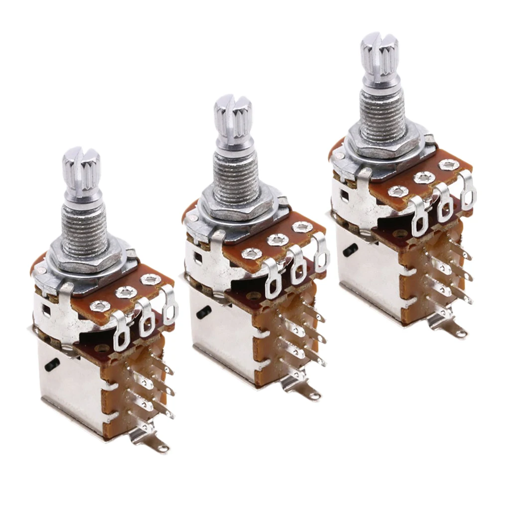 3Pcs A500K Push Pull Control Pot Potentiometer Volume Tone Switch for Electric Guitar Bass Replacing & Adjusting Volume Controls