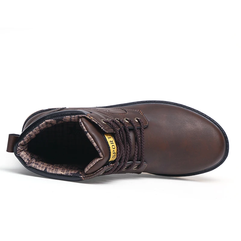 DXKZMCM теплые мужские зимние ботинки высокого качества из искусственной кожи зимняя обувь повседневная Рабочая модная меховая Мужская