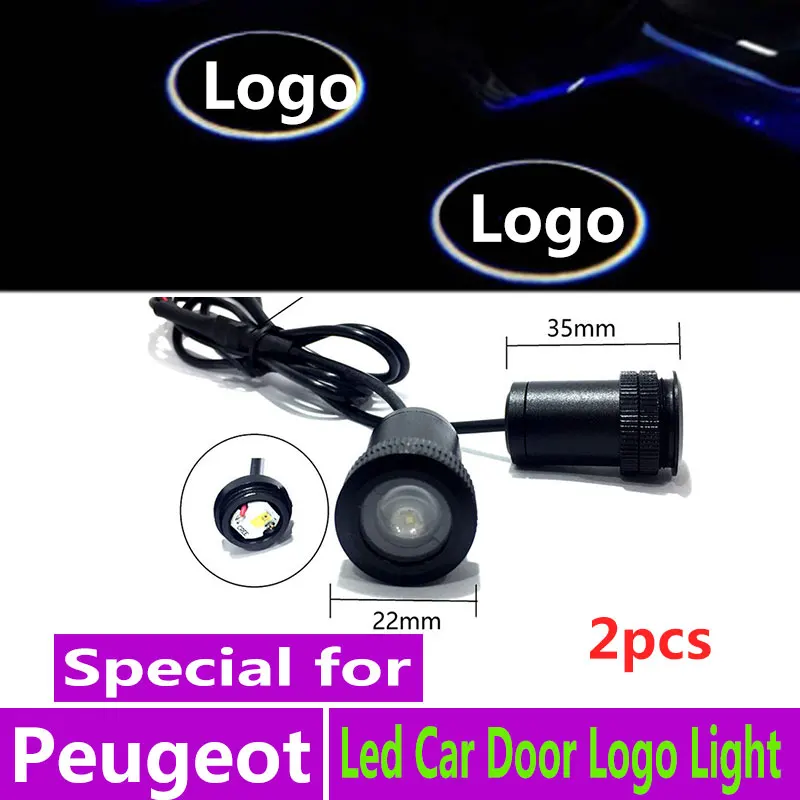 2 шт. светодиодный Двери Автомобиля светильник logo проектор для Peugeot 307 206 407 3008 2008 207