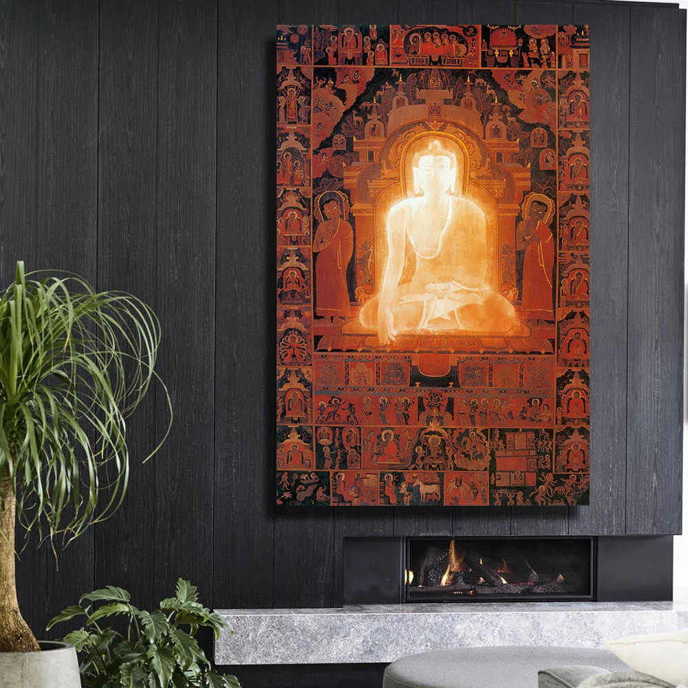 QKART Настенный декор безрамные Будда прозрение картина маслом холст печать настенные картины для гостиной постельные принадлежности