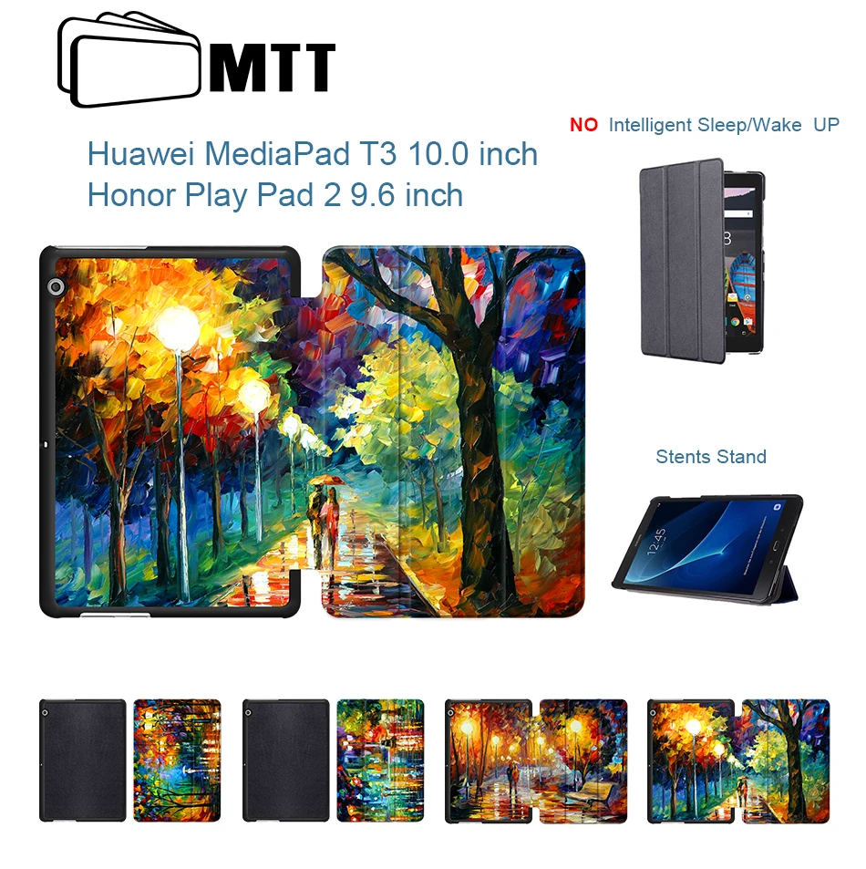 

MTT Case For Huawei MediaPad T3 10 AGS-L09 AGS-L03 AGS-W09 PU Leather Fold Flip Tablet Case for Honor Play Pad 2 9.6 inch Cover