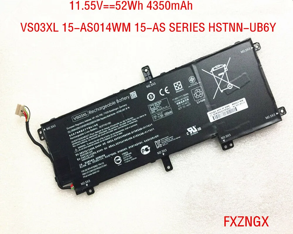 

11.55V 52Wh Genuine VS03XL Battery For HP Envy 15-AS Series 15-AS014TU 15-AS014WM HSTNN-UB6Y TPN-I125