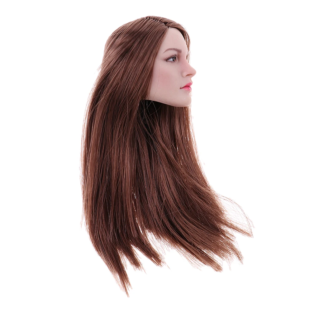 

1/6 Scale Accessories Female European American Figures Head Sculpt with Long Brown Hair for 12''Action Figure Hot toys