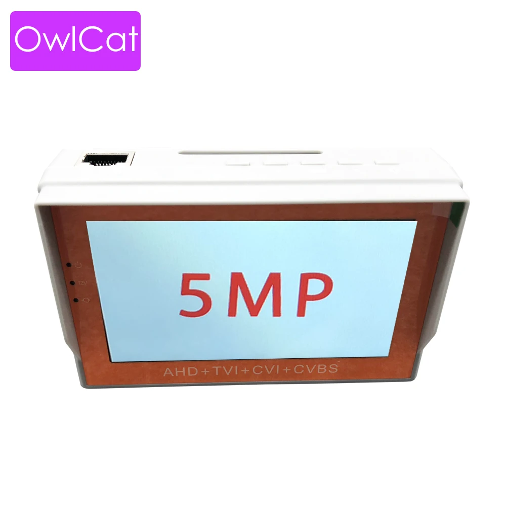 

OwlCat 4.3'' TFT Color LCD Monitor HD 5MP AHD TVI CVI CVBS CCTV Camera Tester with ADSL UTP Cable Detector Rechargeable