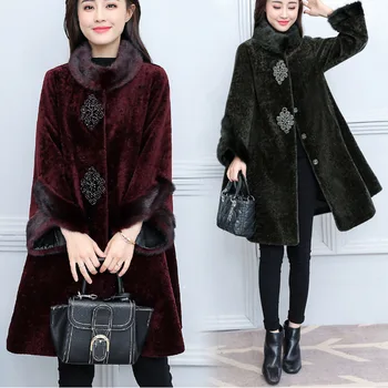 

XUXI Women Autumn Winter 2019 Easy Sheep Shearing Overcoat Long Fund Mink Fur Loose Coat Woman Tide Manteau Femme Hiver FZ630
