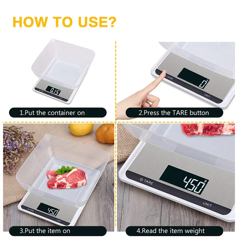 Цифровые кухонные весы 22 фунта/10 кг, точные весы для еды с ЖК-дисплеем, поверхность из закаленного стекла, сенсорный экран