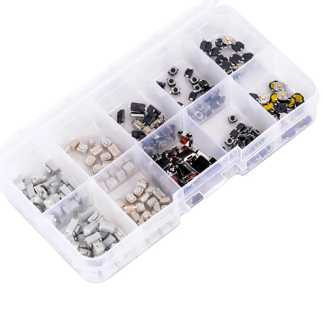 250pcs/box Mixed Tactile Touch Push Switch Kit 10 Types Mayitr Car Remote Control Button Microswitch For Electronic Products