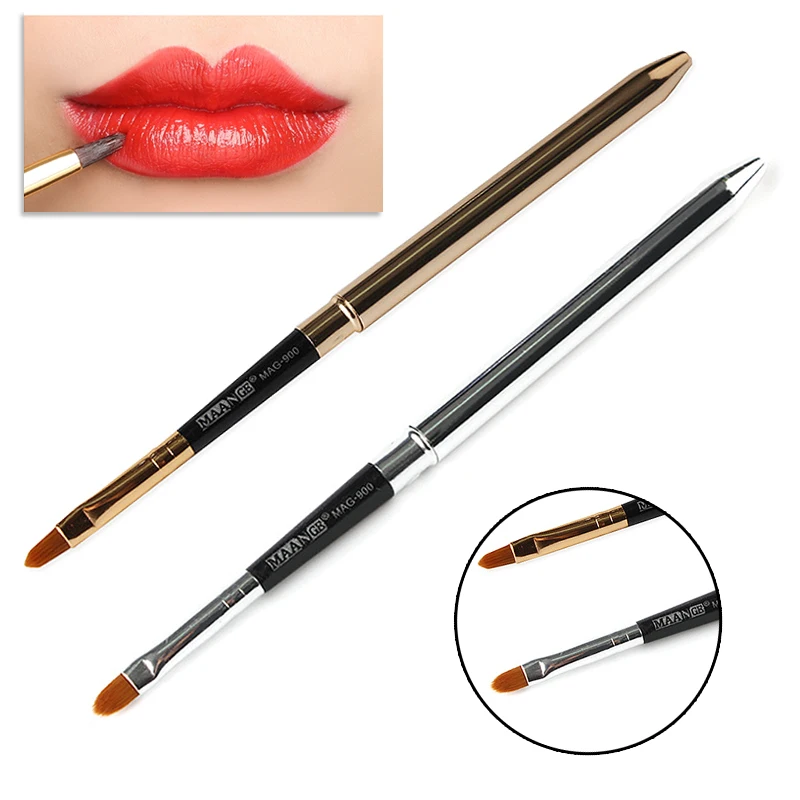 Hot Collapsible Silver color Lips Makeup Brush Metal Handle Pen